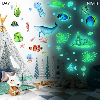 

DIY Large Luminous Fluorescent Stickers Energy Storage Cute Decal Glow In The Dark Wall Stickers For Kids Rooms Home Decoration