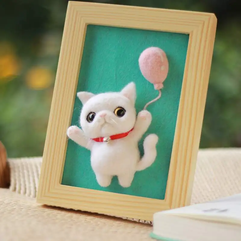 Войлок Ремесло Набор DIY Кошка фото с рамкой ручной работы иглы Войлок Набор для украшения ручной работы