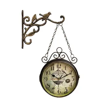 

New Innovative Wall Clock - Retro Double Sided Simple Silent Quartz Clock Wrought Iron Round Clock For Living Room Decoration