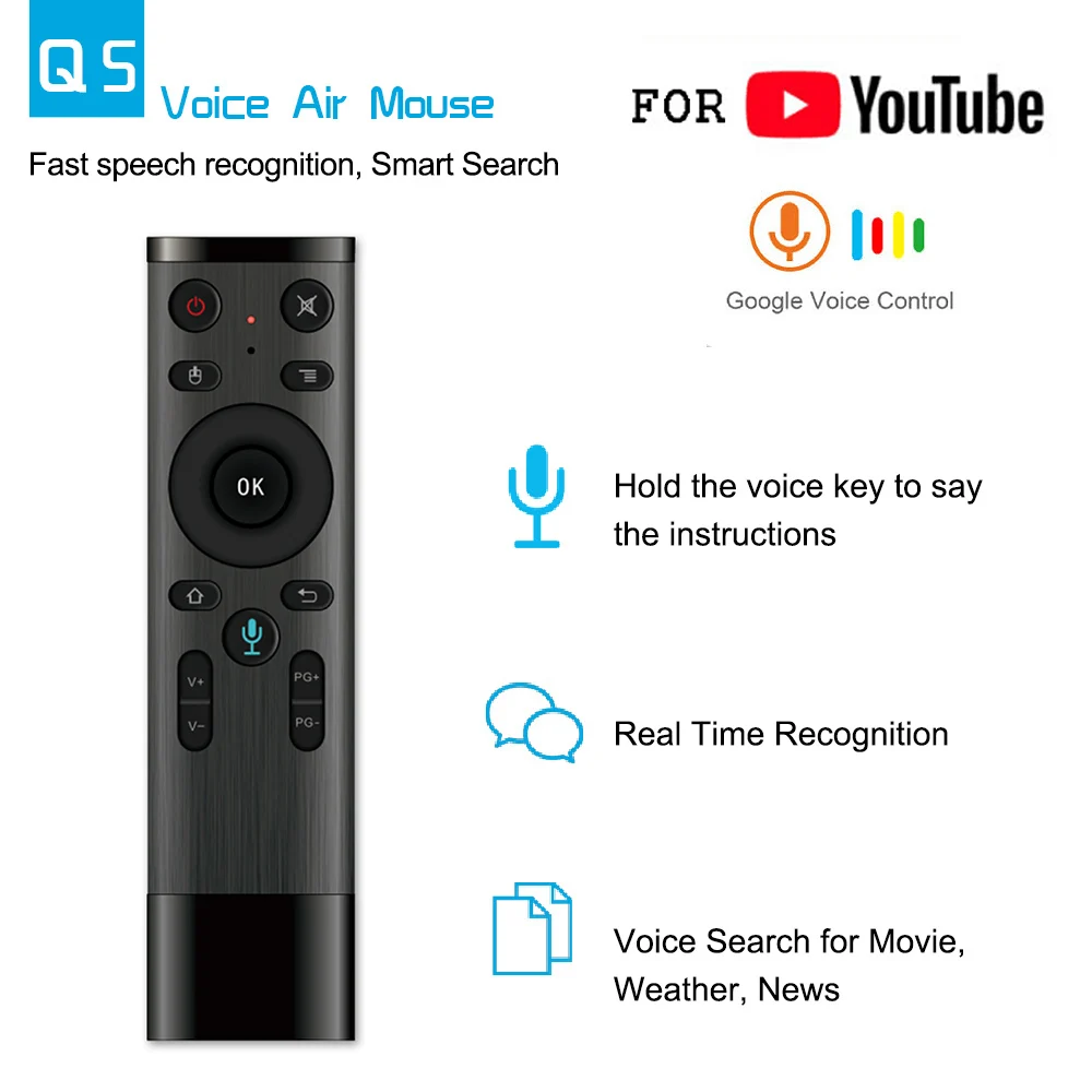 VONTAR Q5 голосовой пульт дистанционного управления воздушная мышь 2,4G Беспроводная клавиатура Google микрофон гироскоп для Android tv Box T9 X96 mini h96 max x2