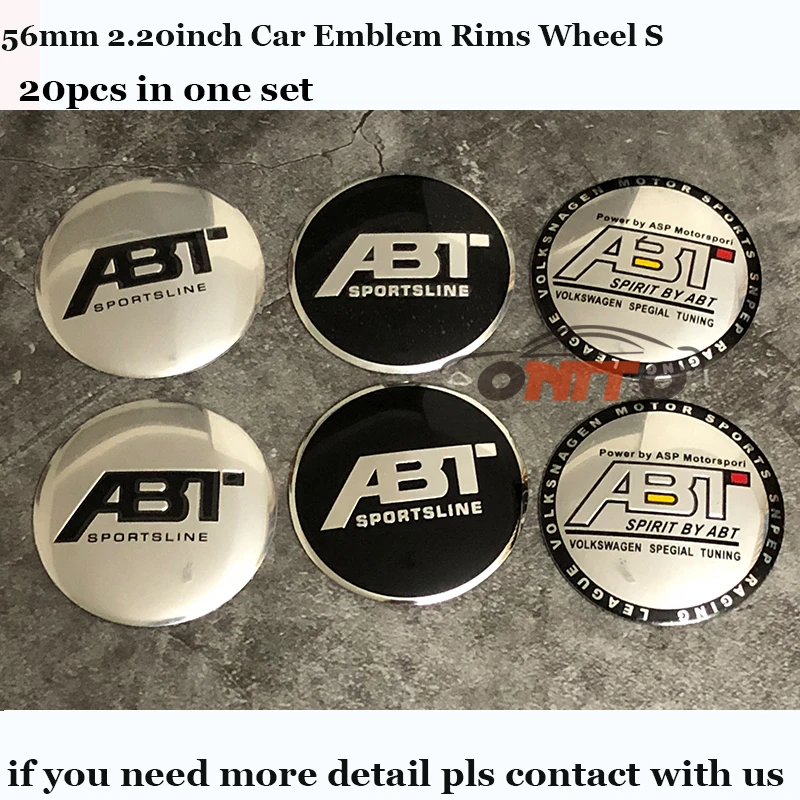Лидер продаж 20 шт./лот 56 мм логотип ABT значок на ступицу колеса автомобиля