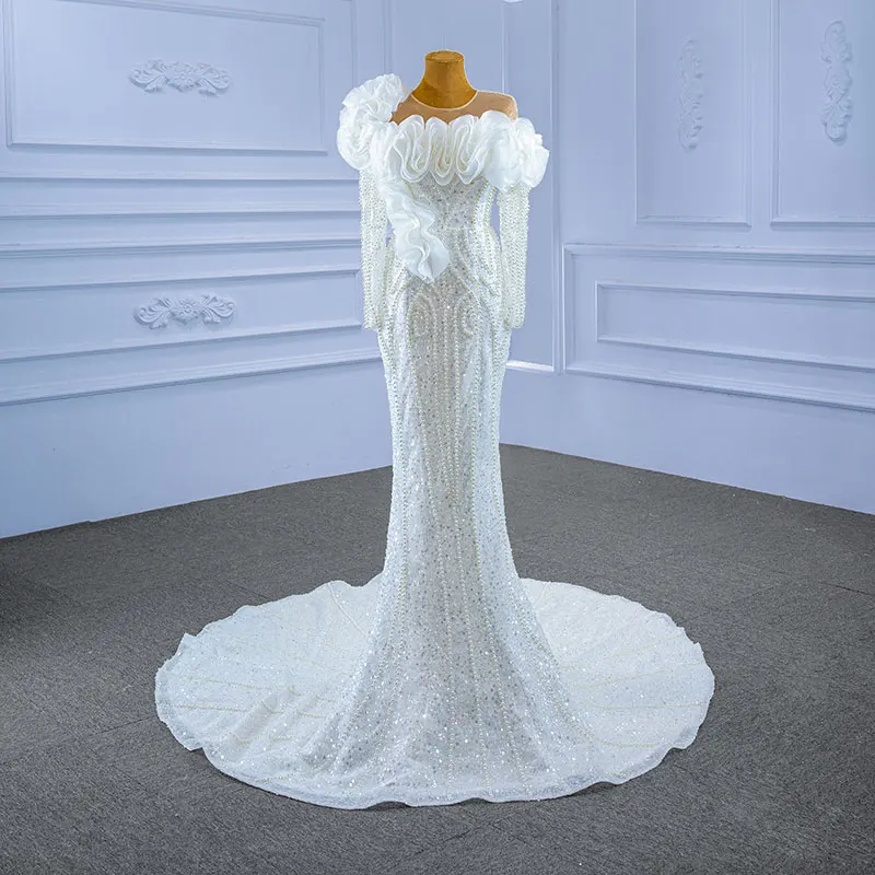RSM67410 2021 new designer prom evening jumpsuit plus size sexy wedding elegant Shiny sequin dress mermaid robe de soirée perle 7