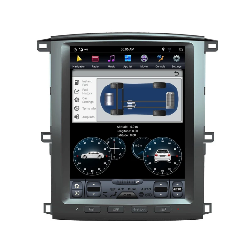 Excellent PX6 4GB RAM Tesla style Android 8.1 Car GPS Navigation For TOYOTA LAND CRUISER LC100 03 Auto Stereo Car Multimedia Player radio 7