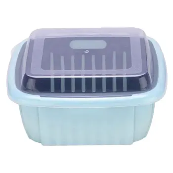 

2 Set Double-Layer Colander with Lid Plastic Kitchen Strainer Drain Basin Basket Washing Bowl and Strainer for Home Kitchen (Dar