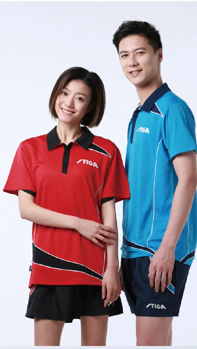 Original Stiga Table Tennis Clothes Sportswear Quick Dry Short Sleeved Men Ping Pong Shirt Women Sport Jerseys 75121/75141