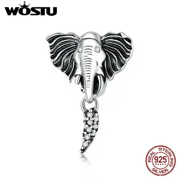 

Wostu 925 Sterling Oxidized Silver Toothless Elephant Pendant Charm for Original Silver Bracelet & Necklace Jewelry SCC1583