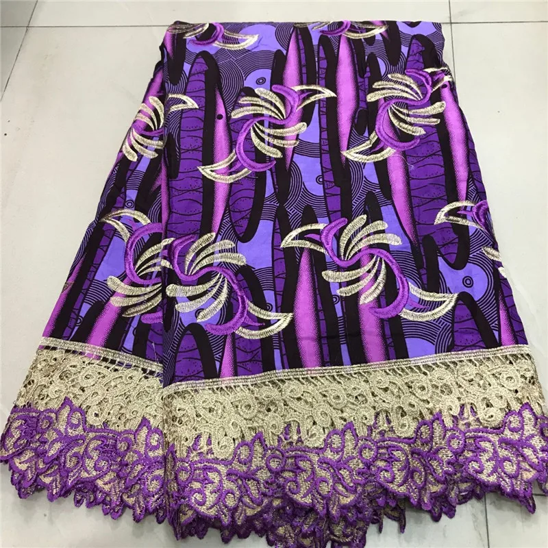 

2020 High Quality New Arrival Ankara 100% Cotton Wax Lace Wax Fabric African Embroidery Dutch Wax With Lace Fabric ZQ030345