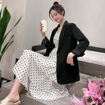 

2020 Summer Fashion Turn-down Collar Black Women Blazer Single Button Spring Jacket Casual Pockets Female Suits Coat Plus Size