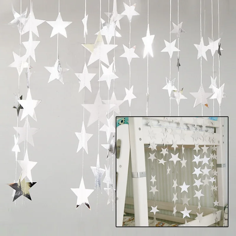 Зеркало в форме звезды висячие украшения гирлянды струнные баннеры, флажки Висячие бумажные День Рождения Вечеринка дома кулон 4M