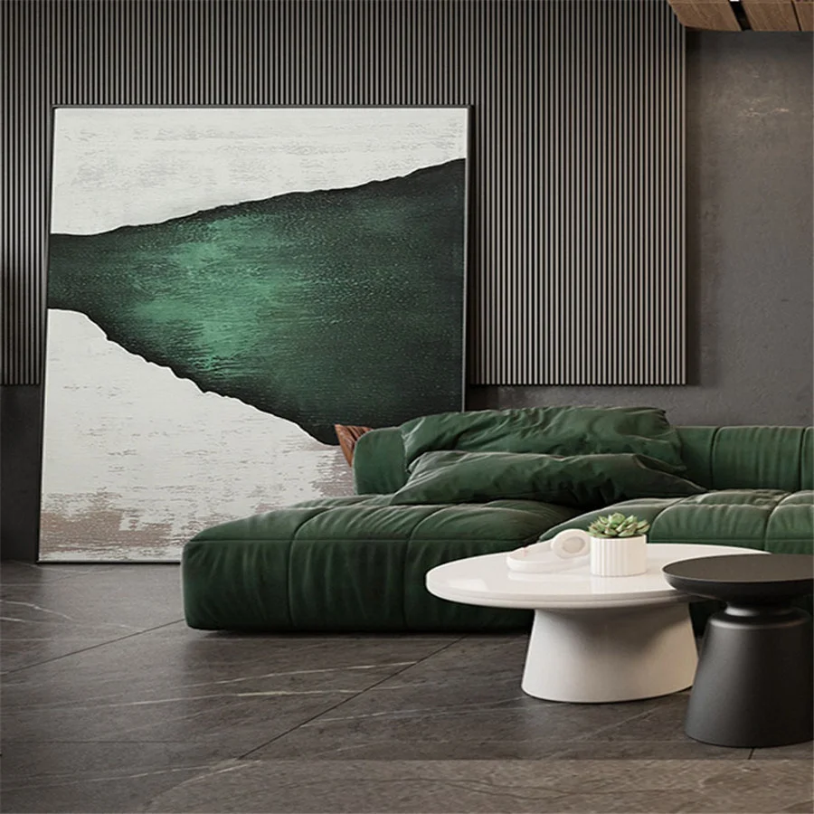 

Pure Hand-Painted Large Oil Painting Thick Texture Abstract Hanging Wall Art Dark Green Porch Decorative Murals Picture For Livi