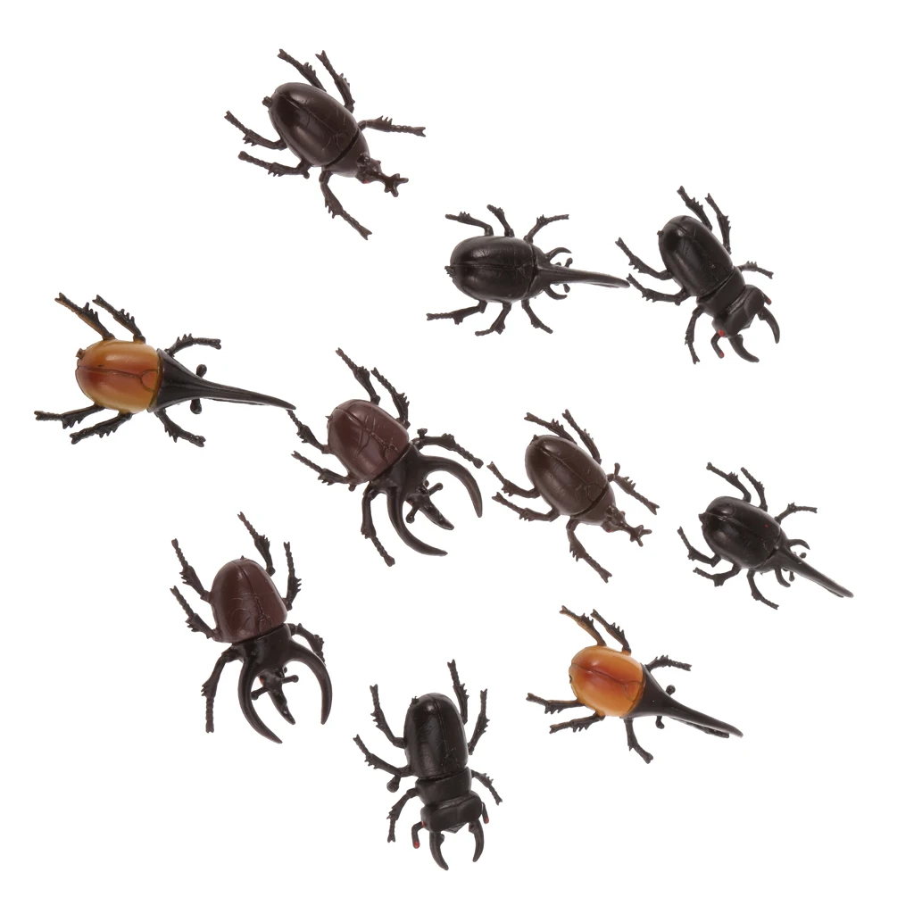 10pcs Vivid Beetle Insects Model Animal Figurines Collection Funny Trick Toy