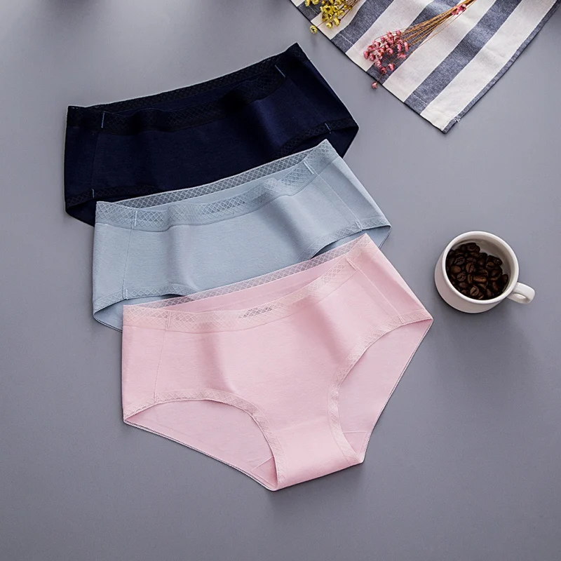 

Sexy Women Panties Lace Mid Waist Underwear Briefs Ladies Seamless Panties Lingerie