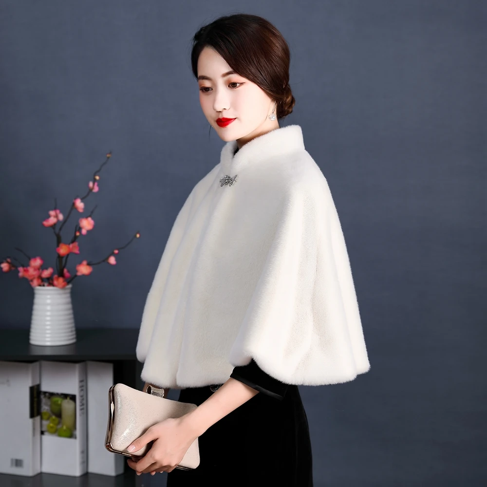 Faux Fur Party Wrap Winter Warm Bridal Bolero High Quality Wedding Coat High Neck Wedding Bridal Wrap Party Cape
