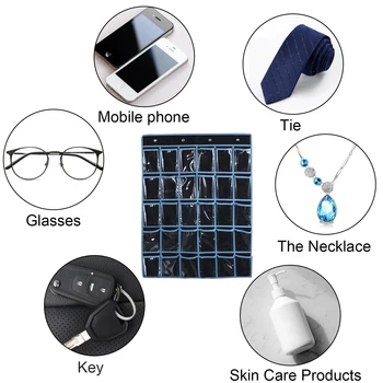 

30-Pocket Waterproof Transparent Cell Phone Calculators Hanging Bag Holder Organizer Chart with Hooks for Home Office School