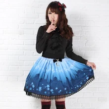 Принцесса сладкий Лолита японский синий лунный Звездный замок плиссированная элегантная юбка средней длины Модные женские GZWY026