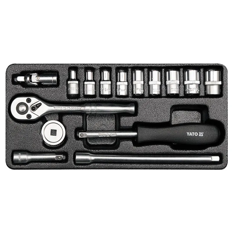 

Easy Inverto 1/4DR Chrome Vanadium Steel 15 Pieces Socket Spanner Set Mechanic Set Iron Box YT-14411