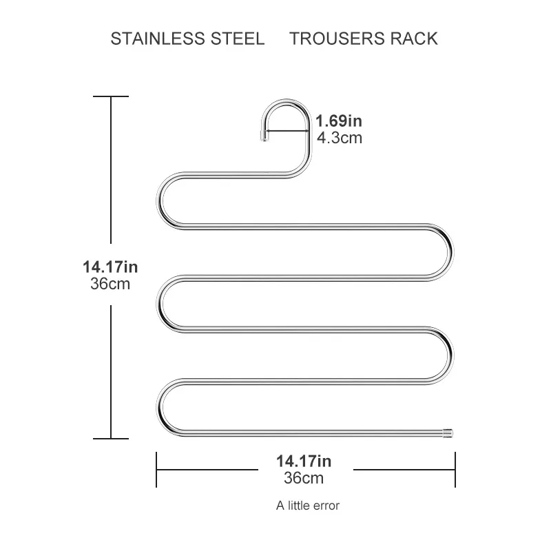 Stainless steel trousers rack S-shaped 5-layer wardrobe hanger trouser clip  clothing storage magic hanger Tie towel hanger - AliExpress