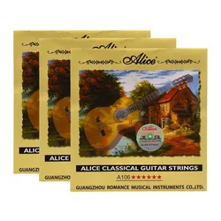 6pcs Alice Classical Guitar Strings Clear Nylon And Silver Plated Copper Wound Musical Instrument Guitar Bass Part Accessories