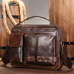 Men Briefcase Genuine Leather Handbag Shoulder Business 14