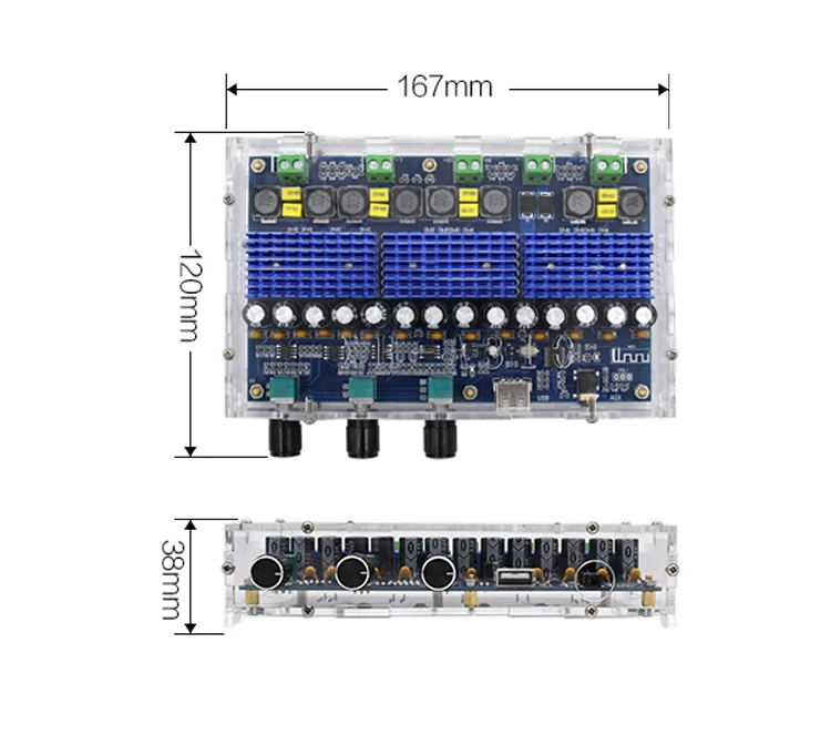 Плата цифрового усилителя TDA3116D2 Bluetooth 5 0 четырехканальный двойной бас 2*50 Вт + 2*100