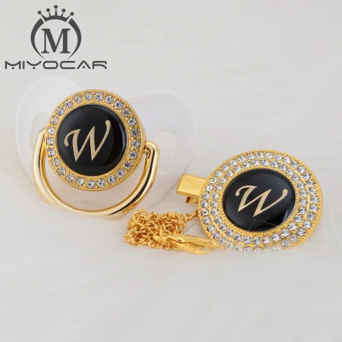 LW-2 0-6M BLING name Initial letter W elegant silver bling pacifier and pacifier clip BPA free dummy bling unique design SGS pass LW - Цвет: LW-2 0-6M