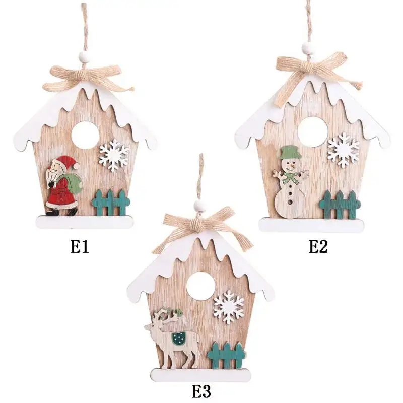 

Christmas Wooden Pendant Painted Santa Claus Pattern Christmas Tree Hanging Decoration Xmas Door Window Ornament