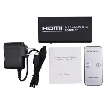 

2x2 HDMI 1.3b Switch Splitter Support 1080P 3D with Remote Control LED Indicator