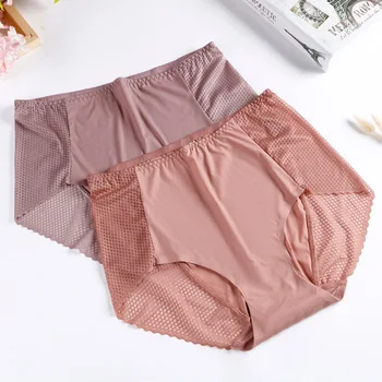 

Plus Size Panties with High Waist Sexy Summer Thin Ice Silk Quick Drying Thread Briefs Ladies Panties Large Size Underwear Women