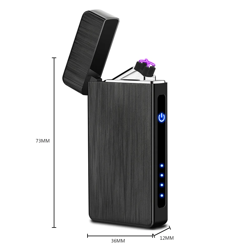 New Flameless Dual Arc Lighter Plasma Windproof Electronic USB Rechargeable Cigarette Smoking Lighter with Battery Indicator - Color: Q