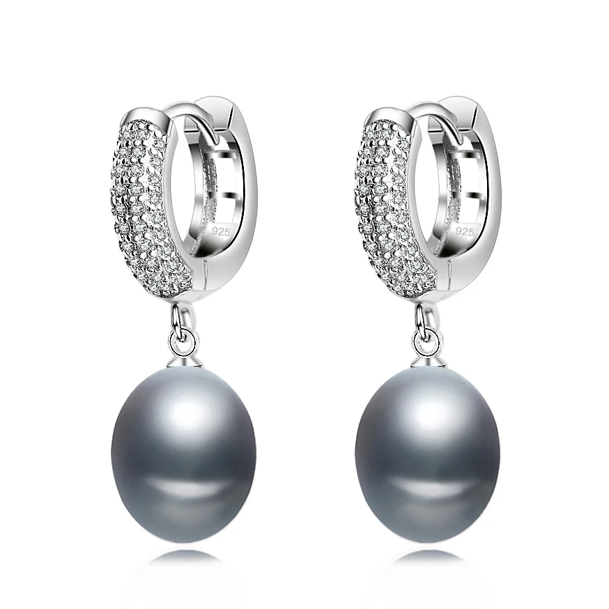 Серьги женские из серебра 925 пробы с натуральным пресноводным