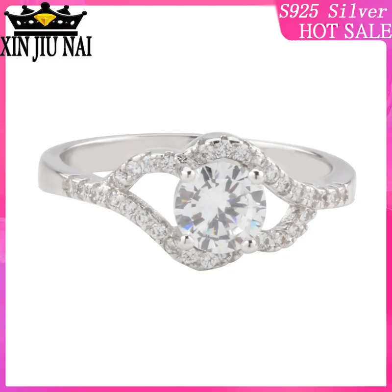 

Irregular design micro-set four-claw simulation diamond ring simple wedding ring Plated Platinum color ring