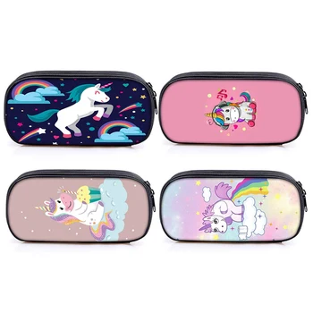 

Big Capacity Multifunction Fashion Unicorn Pencil Case Cartoon Printing Waterproof Polyester Pencil Bag Pen Holder Students Gift