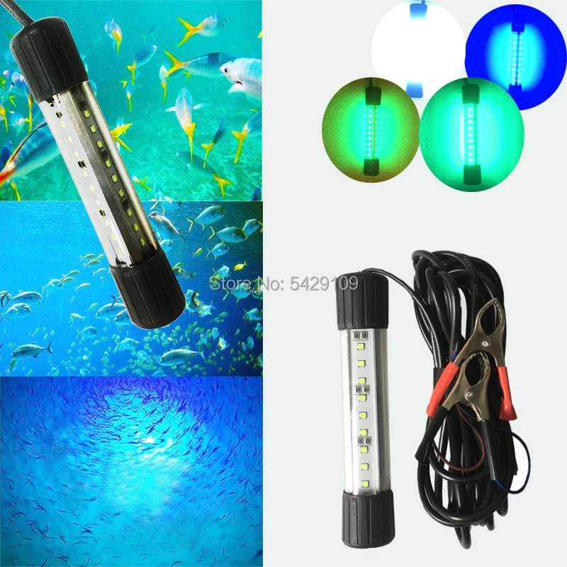 transom lights for boats 12V 30W LED Fishing Light 3030  Waterproof Ip68 Lures Fish Finder Lamp Attracts Prawns Squid Krill 4 Colors Underwater light underwater led