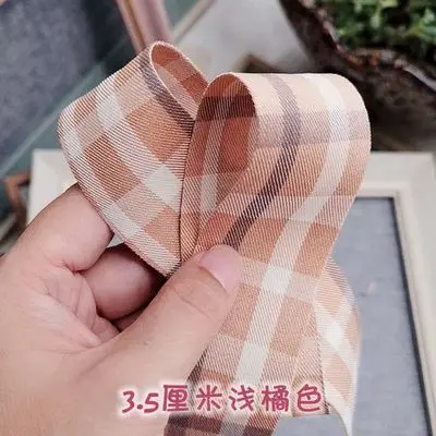 Оранжевый Kewgarden ленты в шотландскую клетку 35 мм 25 мм 15 мм 1," 1" DIY бант в качестве аксессуара хлопок атласная лента вручную изготовленная лента лямки 5 метров - Цвет: Оранжевый