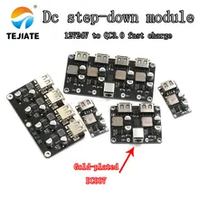 USB QC3.0 QC2.0 DC-DC Buck Converter Charging Step Down Module 6-32V 9V 12V 24V to Fast Quick Charger Circuit Board 3V 5V 12V 100w 12a dc dc buck 12 24v to 3 3v 5 12v step down laptop car led converter