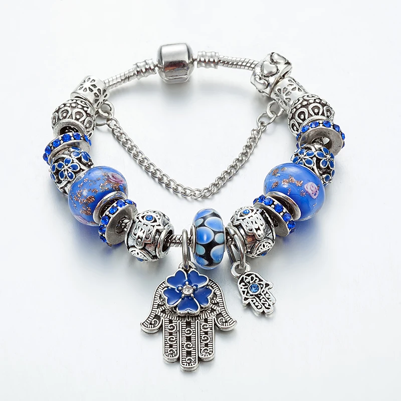 ANNAPAER Molto Bello Blue подвеска-Хамса браслет для женщин колье bracciali Donna Роскошные хрустальные бусины с сглаза браслет B16151