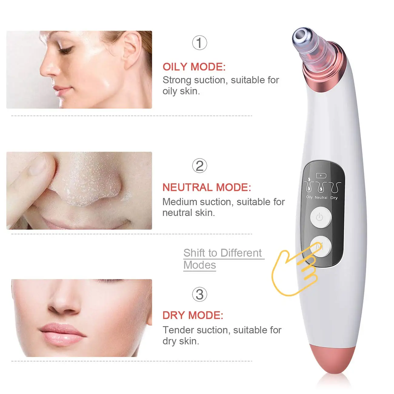 Blackhead remover Pore Vacuum with Camera- Upgraded Face Pore Cleanser Wifi Real-Time Visual with 3 Adjustable Suction &5 Probes