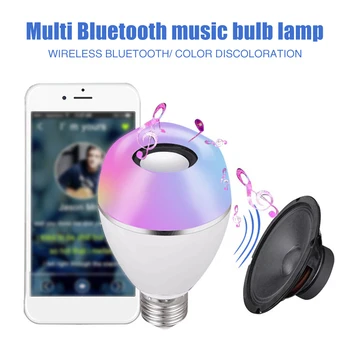 

LED Smart Light Bulb Living Room Home RGB E27 12W Color Changing Multifunction Dimmable With Bluetooth Speaker APP Control Party