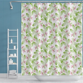 

Floral Printed Scandinavia Shower Curtain Bathroom Polyester Waterproof 12 Hooks Bohemian fabric Bath Screen for Home Decor