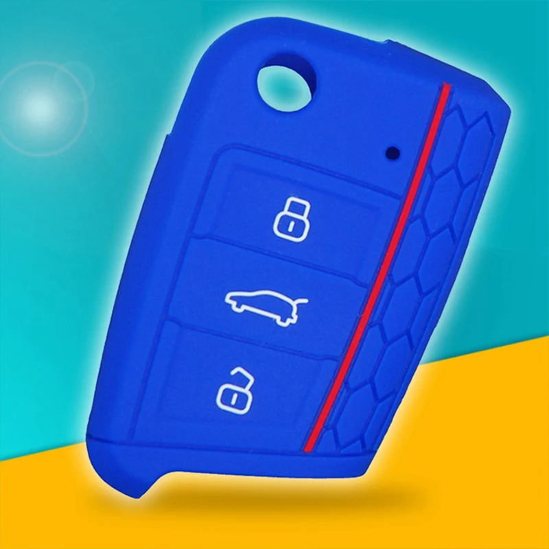 

3 Button Silicone Key Fob Cover Case For Golf 7 MK7 Key Case Cover Car Interior