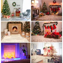

SHENGYONGBAO Christmas Theme Photography Background Fireplace Christmas tree Backdrops For Photo Studio Props 211110 HS-08