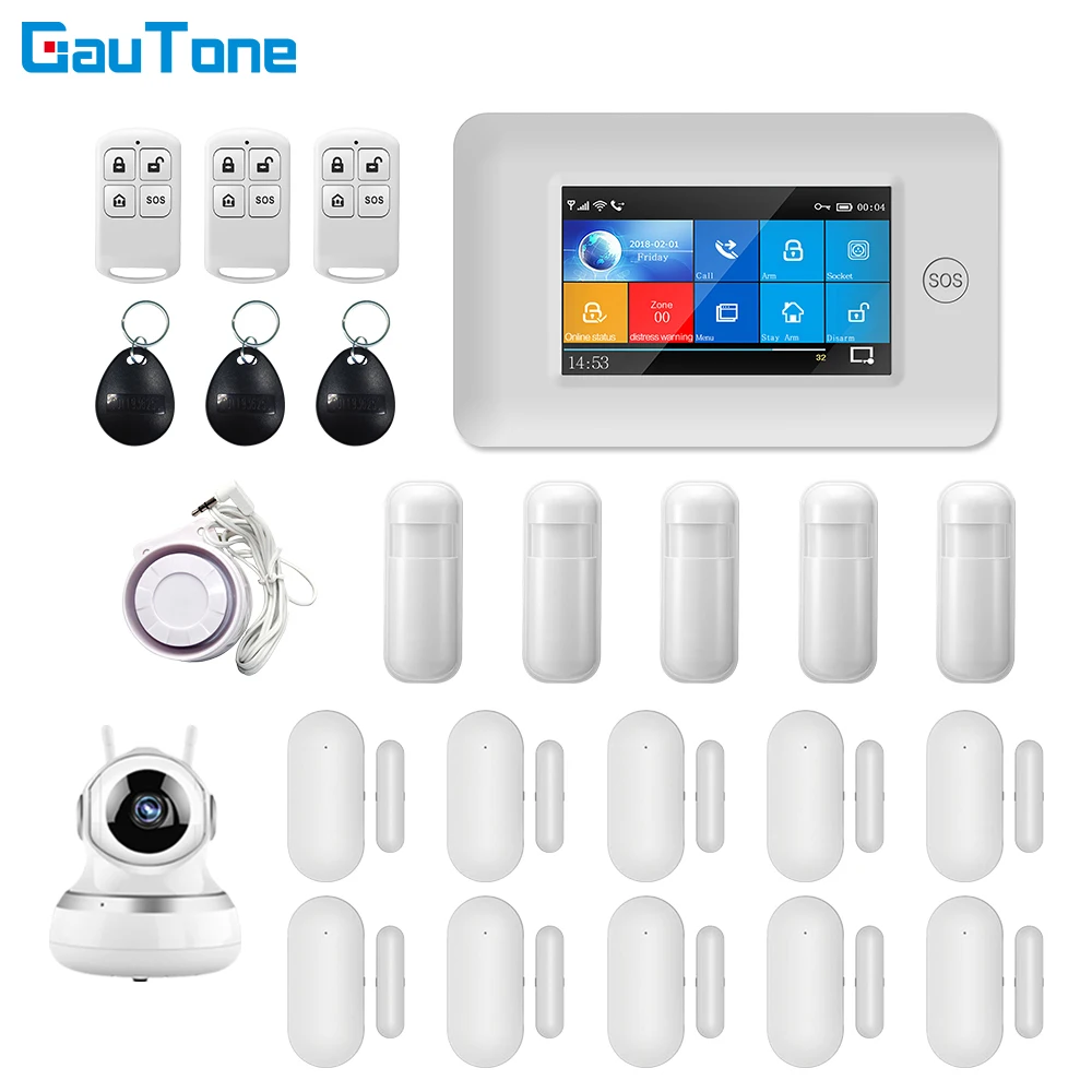 GauTone PG106 Wi Fi + GSM GPRS беспроводная домашняя система охранной сигнализации 1080P HD ip
