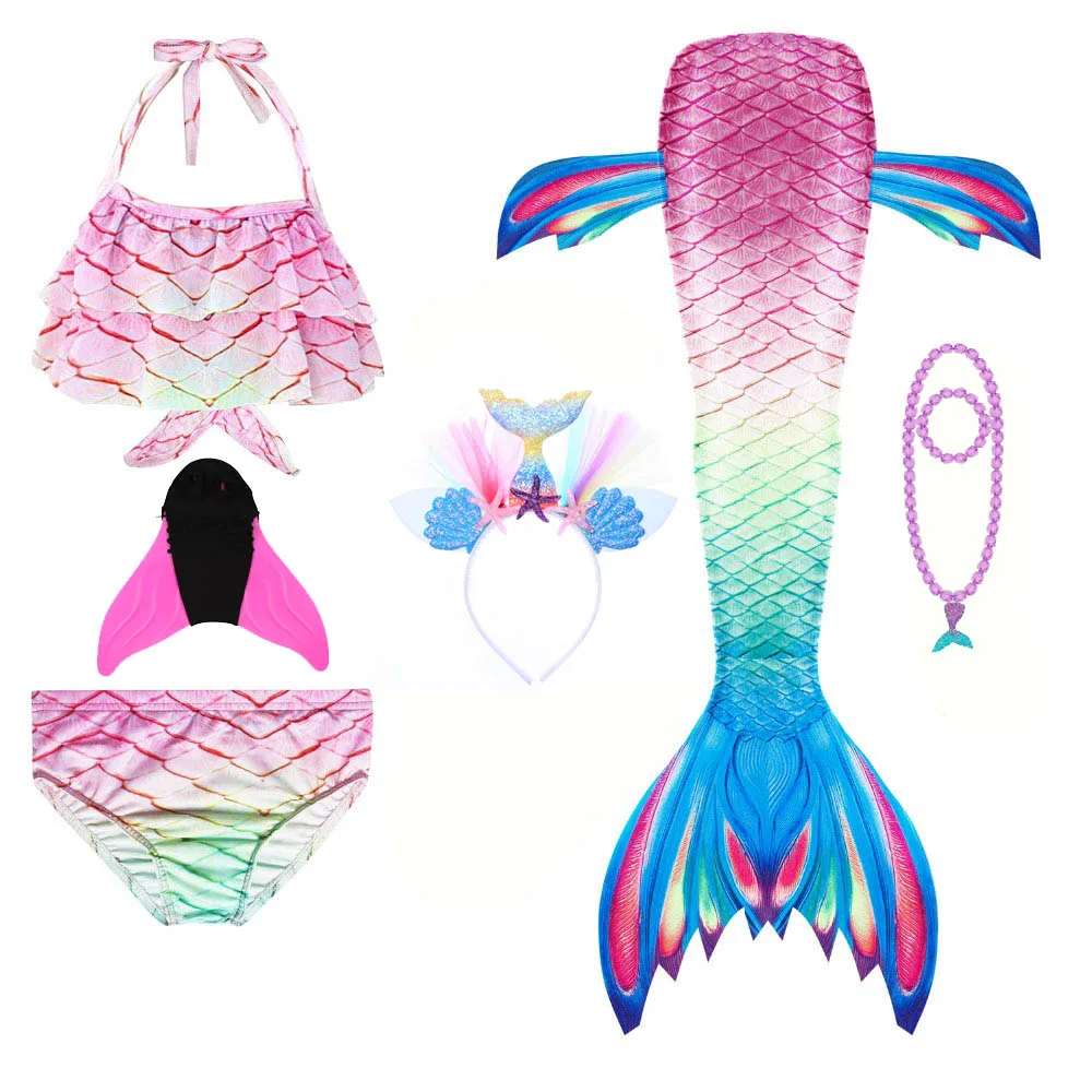 Купальник для девочек с хвостом русалки 6 шт. в комплекте | Тематическая одежда и