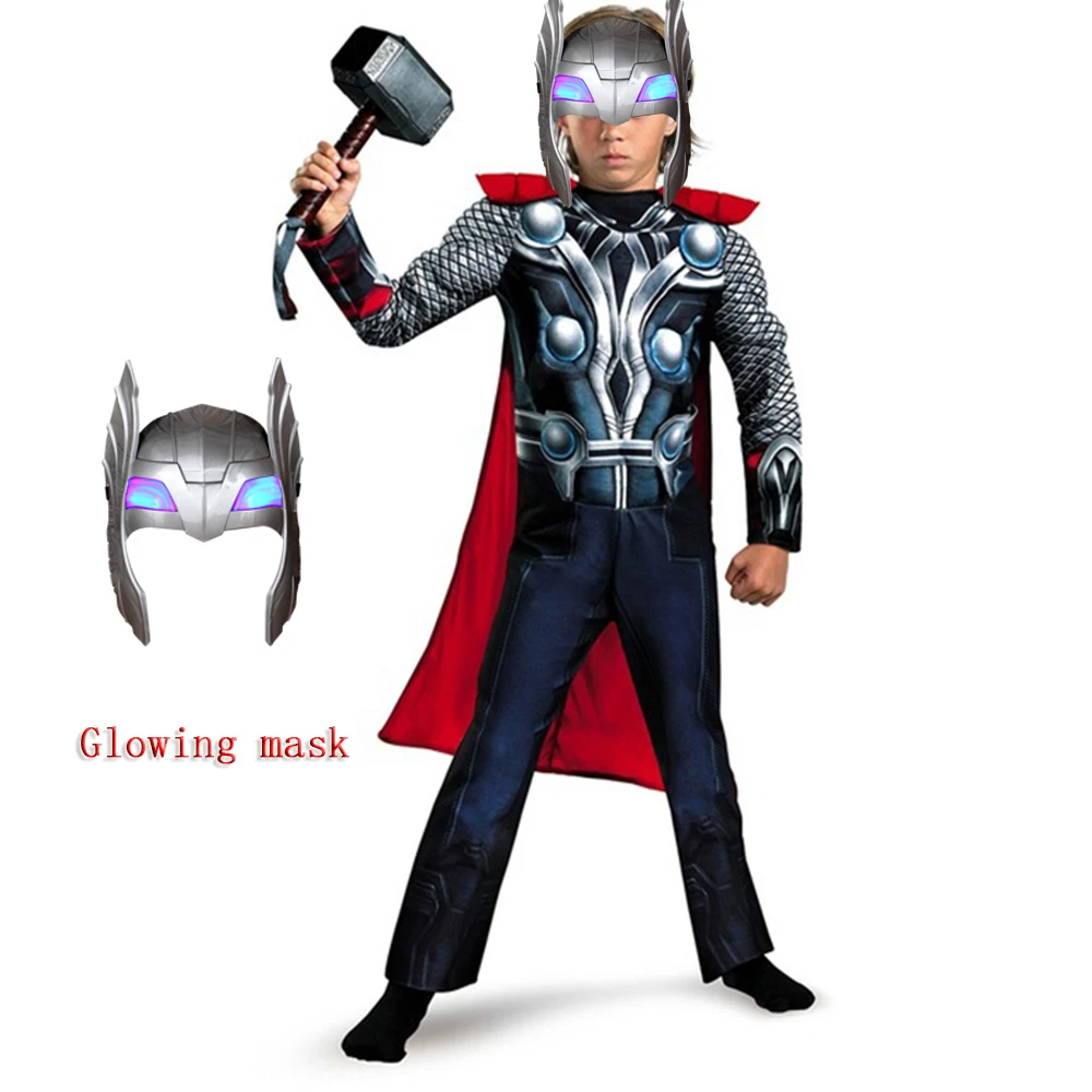 cosplay Muscle Thor Costume Anime Children's Cloak Toss Cape Role Playing With Mask Wind black fantasia |