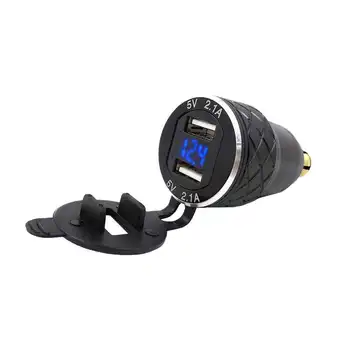 

Dual 5V 2.1A Din To Usb Adapter,Aluminum Alloy European Motorcycle Usb Charger Din Socket Plug Power Outlet Voltmeter For Bmw Mo