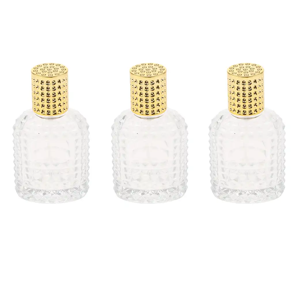 3 個ガラス香水瓶 Sprayable フレグランスボトル容器トラベルサイズゴールド 50 ミリリットル 芳香剤 Aliexpress