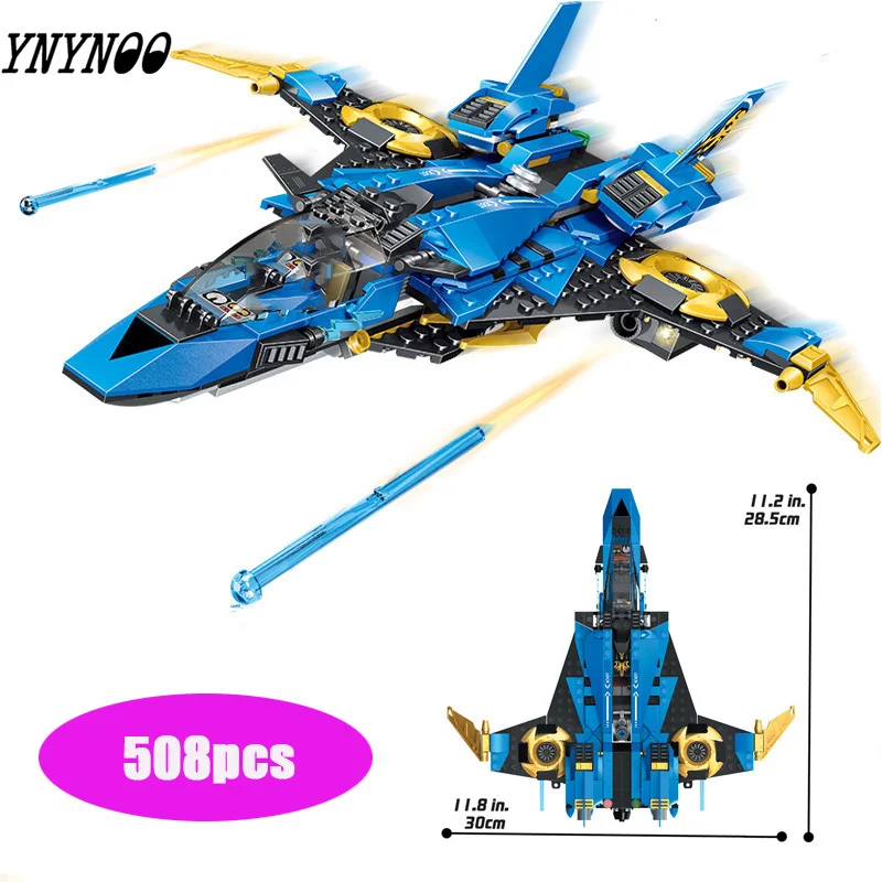 

508Pcs Ninja Warship Aircraft Fighter Building Blocks Compatible Legoingls Technic Ninjago Jay Knight Figures Toys Child Gifts