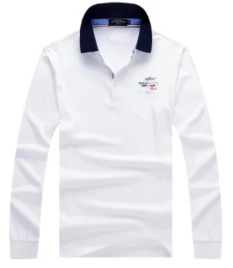 Аэронавтика Зима Новая Акула Slim Fit с длинным рукавом Поло рубашка Ralp Eden Мужская парка повседневные Акула мужские рубашки поло - Цвет: 6201 White
