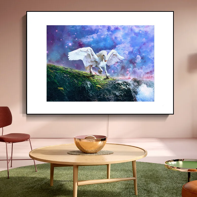 

New White Horse Starry Night 5D Resin Full Diamond Painting Embroidery Cross Stitch DIY Full Drill Home Craft Decor Child'S Gift