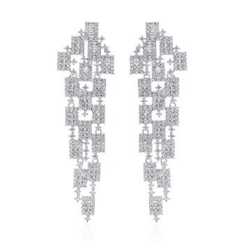 

VERY GIRL 71mm Sparkling Silver Earring Cubic Zirconia Long Drop Dangle Wedding Earrings for Women Dinner Party Dress Jewelry